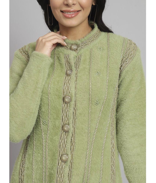 eWools.in Woollen Round Neck Womens Buttoned Cardigans - Green ( ) - None