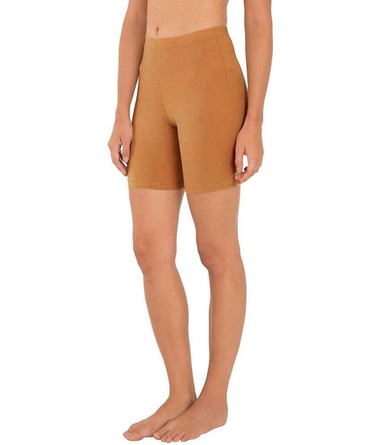 Outflits Beige Cotton Solid Shorts - Single - XXL