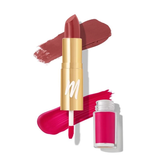 MyGlamm Super Duo Lipstick (2 in 1 Matte Lipstick + Liquid Lip Color) - Flirty Pink (Pink Shade) | Long Lasting, Highly Pigmented (4.2g + 2.5ml)