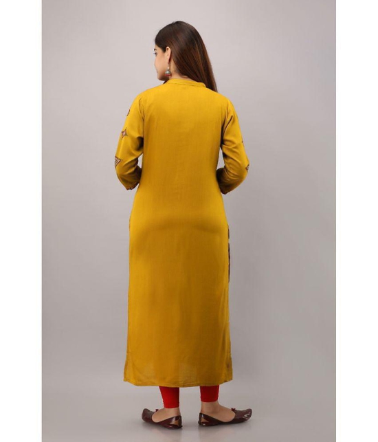 Preksha - Mustard Rayon Womens Front Slit Kurti ( Pack of 1 ) - None