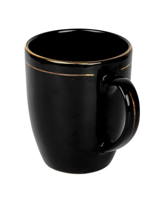 Femora Black Color Gold Line Ceramic Coffee Mug - 300 ML, 3 pcs