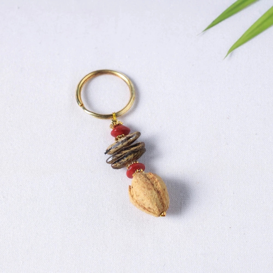 Handmade Natural Adenanthera Pavonina Seeds Keychain