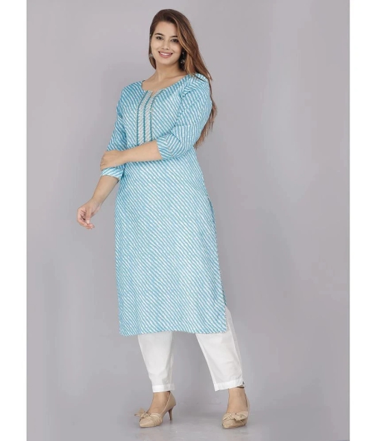 HIGHLIGHT FASHION EXPORT - Light Blue Cotton Womens Straight Kurti ( Pack of 1 ) - None