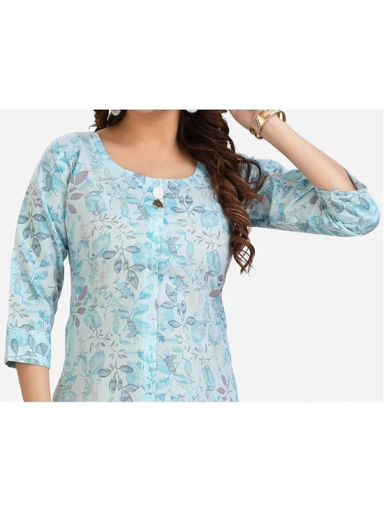 Meher Impex Cotton Printed Straight Womens Kurti - Turquoise ( Pack of 1 ) - None