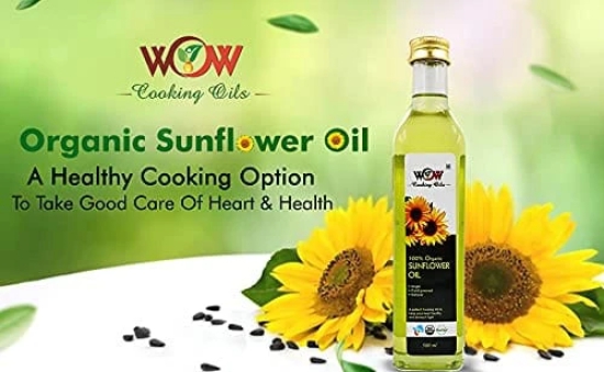 WOW Cooking Oils Certified Organic Virgin Cold Pressed Sunflower Cooking Oil (2 LTR X 4)+3 RAW Honey 55GM