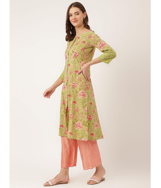 Divena - Green Cotton Womens Front Slit Kurti ( Pack of 1 ) - None