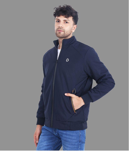 Dollar - Navy Blue PU Leather Regular Fit Men''s Windcheater Jacket ( Pack of 1 ) - None