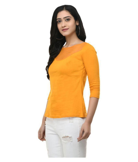 SAAKAA Poly Viscose Regular Tops - Yellow Single - L