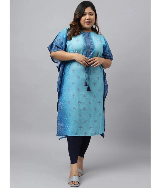 Janasya Georgette Printed Kaftan Womens Kurti - Blue ( Pack of 1 ) - None