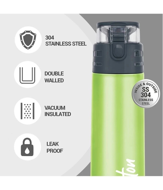 Milton Atlantis 400 Thermosteel Insulated Water Bottle, 350 ml, Green | Hot and Cold | Leak Proof | Office Bottle | Sports | Home | Kitchen | Hiking | Treking | Travel | Easy To Carry | Rust