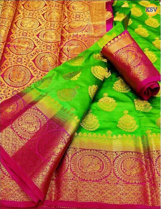 fab woven - Multicolor Silk Blend Saree With Blouse Piece ( Pack of 1 )