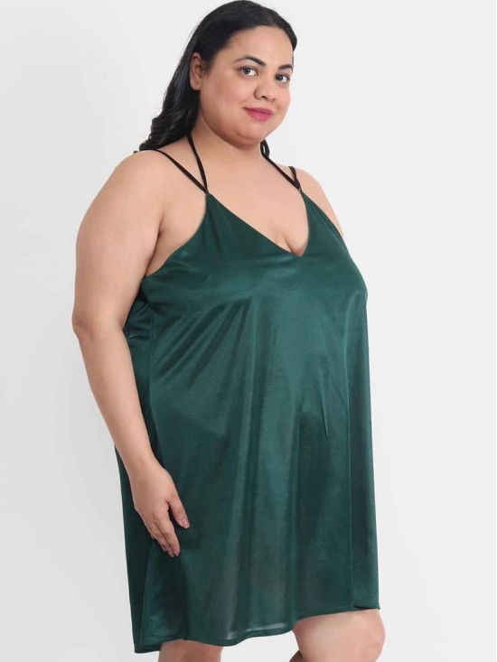 Plus Size Sexy Solid Satin Green Babydoll and Bikini Dress Dress for Honeymoon BB37Gb