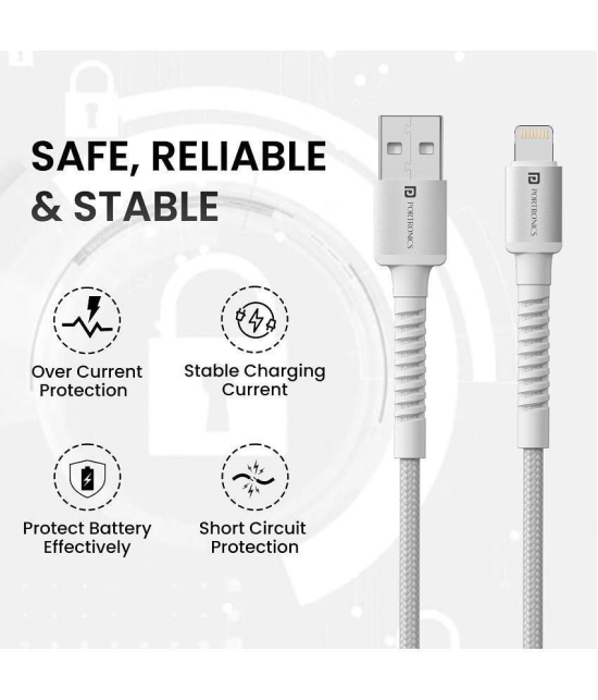 Portronics White 3A Type C Cable 2 Meters - White