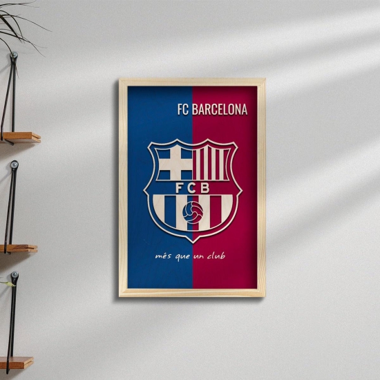 FCB Minimalistic Wooden 3D Artwork with Frame