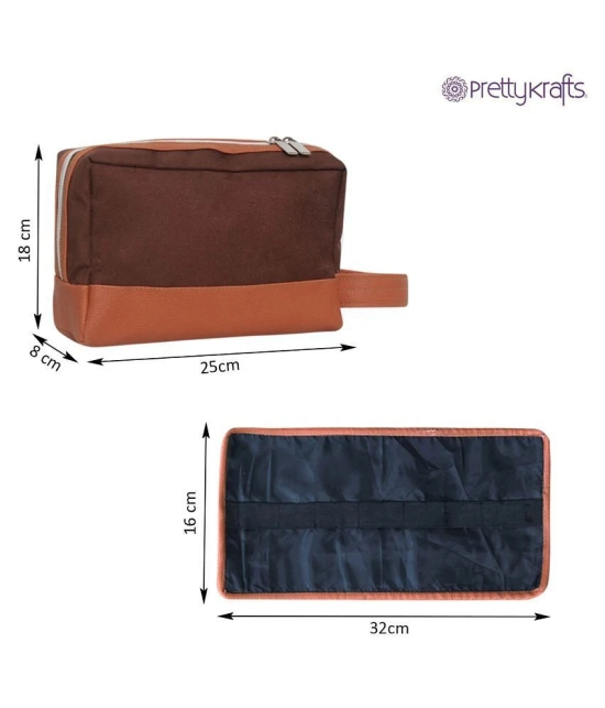 PrettyKrafts Brown Travel Kit - 2 Pcs - Brown