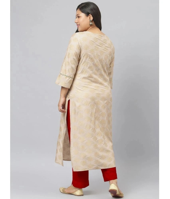 Stylum Rayon Printed Straight Womens Kurti - Beige ( Pack of 1 ) - None