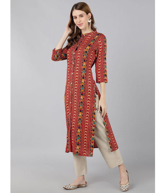 KIPEK - Red Rayon Womens Front Slit Kurti ( Pack of 1 ) - None