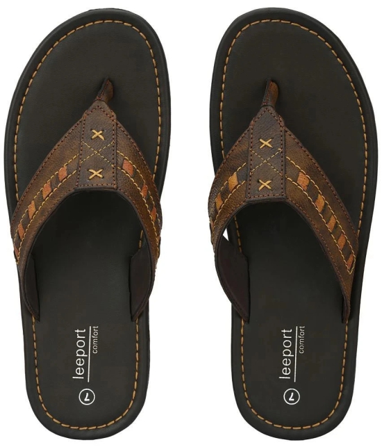 Leeport - Brown Mens Thong Flip Flop - None