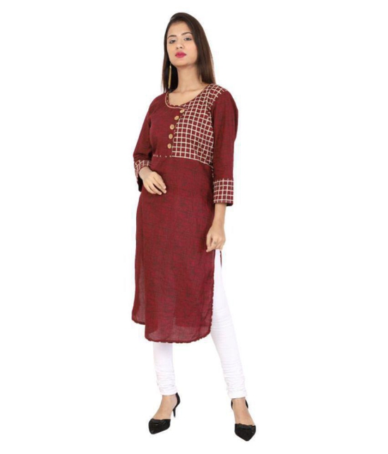 Rangun - Maroon Cotton Blend Women's Straight Kurti - M