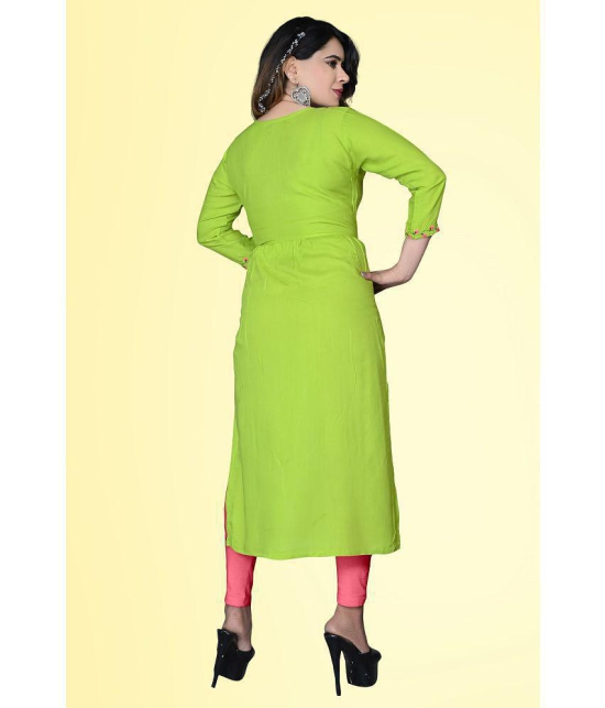 HAYA - Lime Green Rayon Women''s Straight Kurti ( Pack of 1 ) - None