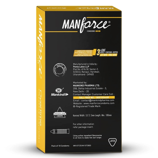 MANFORCE Overtime Pineapple 3in1 (Ribbed Contour Dotted) Condoms - 10s (Pack of 2) Condom (Set of 2 20 Sheets)