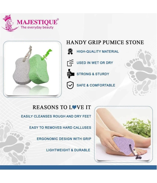 Majestique Handy Grip Pumice Stone for Hands, Heels, Elbows For Adult - (Pack of 1) Color May Vary