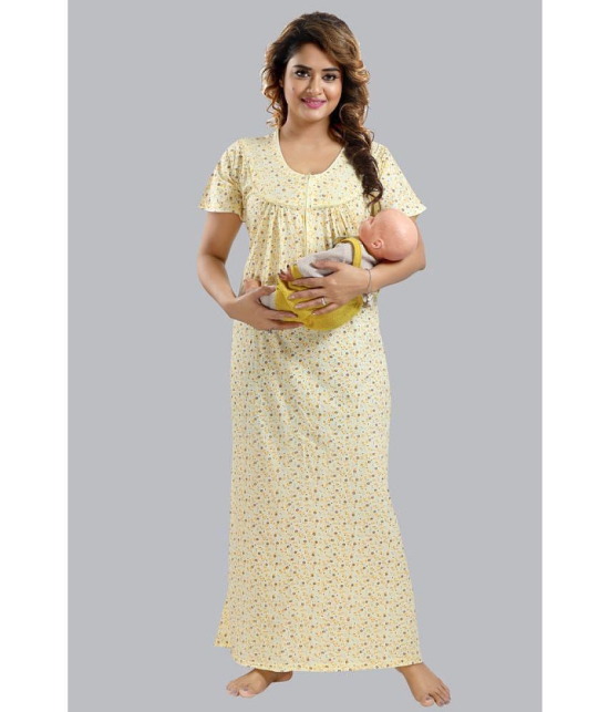 FOMTI Yellow Cotton Nighty Single - Free Size