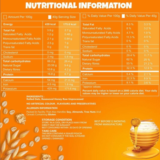 UNIFIT Honey Rolled Oats 400g