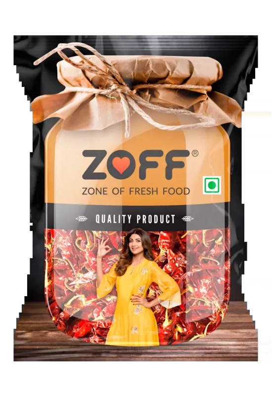 Zoff Dried Red Chilli | Natural and Fresh Sukhi | Lal Mirch Farm Picked | Net weight 500g