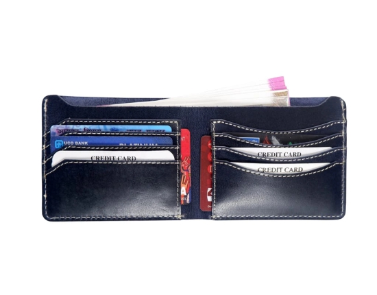 Vital King Men Trendy Blue Genuine Leather RFID Wallet  (8 Card Slots)