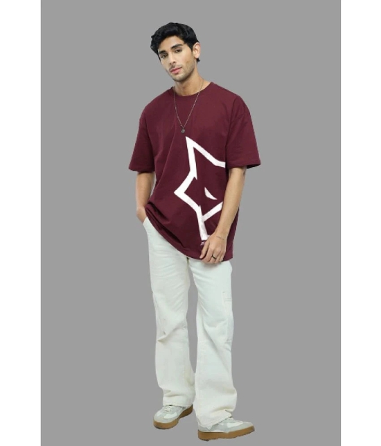 Leotude - Maroon Cotton Blend Oversized Fit Mens T-Shirt ( Pack of 1 ) - None