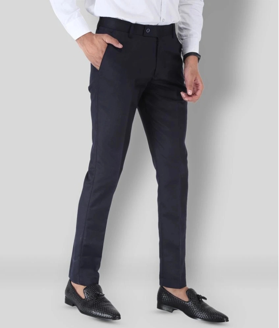 SREY - Dark Blue Polycotton Slim - Fit Mens Formal Pants ( Pack of 2 ) - None