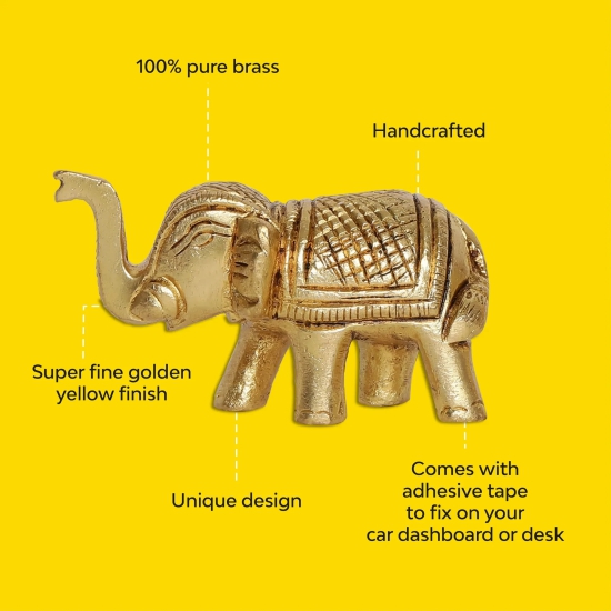 Brass Elephant | Set of 2 | 100% Pure Brass | Yellow Antique Finish