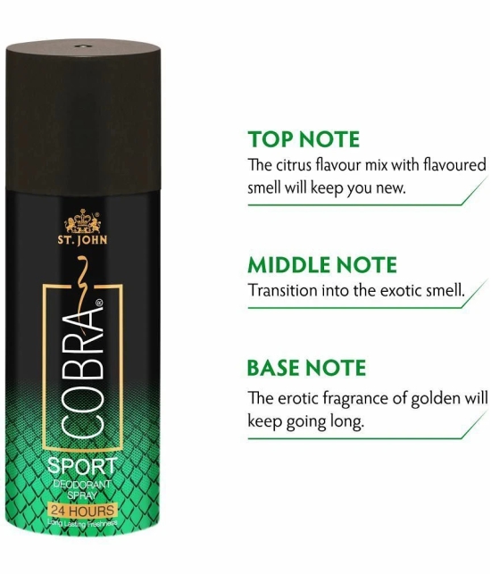 ST.JOHN Cobradorant Sport 150ml*2 & Cobra 15ml Deodorant Spray & Perfume for Men (315ml) Pack of 3