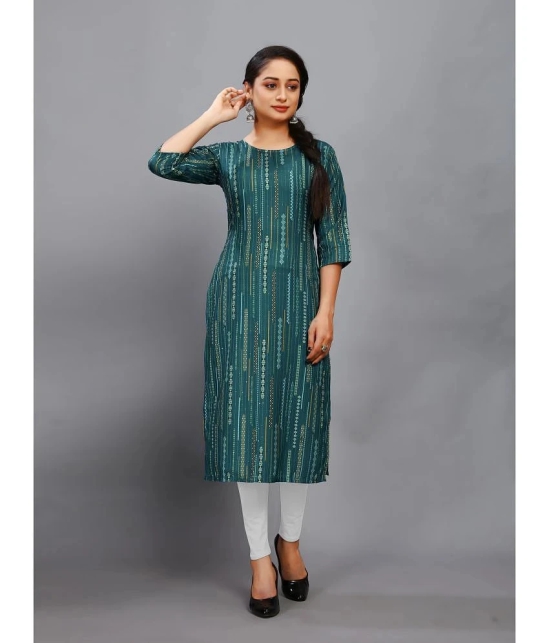 RIAANA Rayon Printed Straight Womens Kurti - Green ( Pack of 1 ) - None