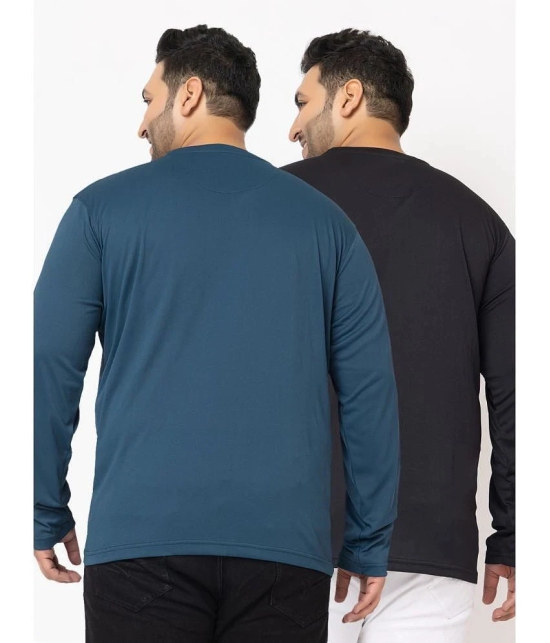 YHA Cotton Blend Regular Fit Solid Full Sleeves Mens T-Shirt - Blue ( Pack of 2 ) - None