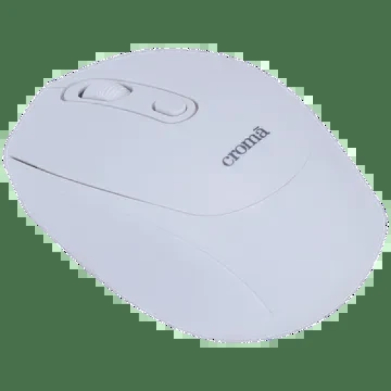 Croma Wireless Mouse (1600 DPI, Scratch Resistance, White)