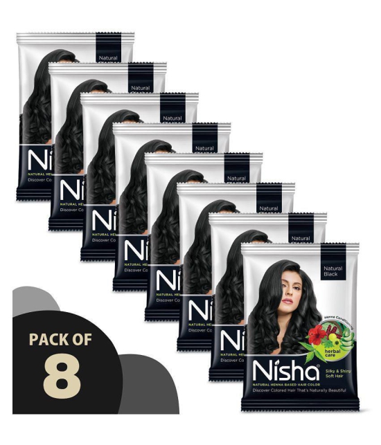 Nisha Black Hair Color Henna Conditioning Care silky & Shiny Soft Hair Natural Henna 25 g Pack of 8