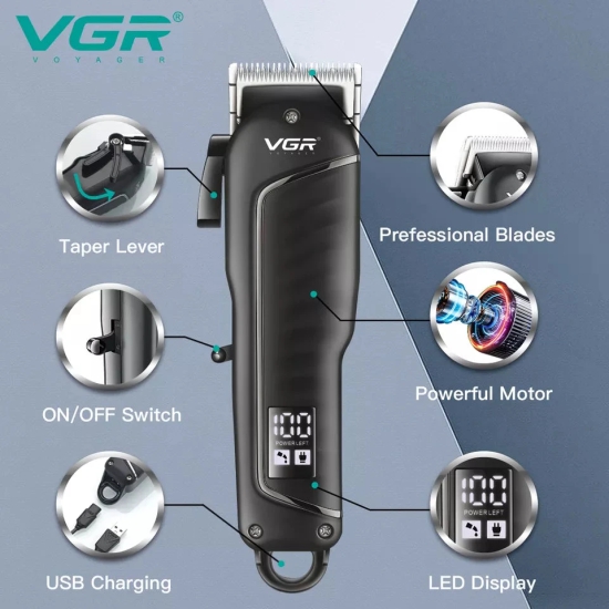 VGR V-683 Hair Clipper For Men Black-VGR V-683 Hair Clipper For Men, Black