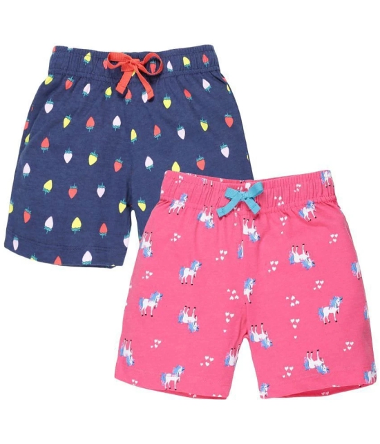 PLUM TREE - Navy Cotton Girls Cycling Shorts ( Pack of 2 ) - None