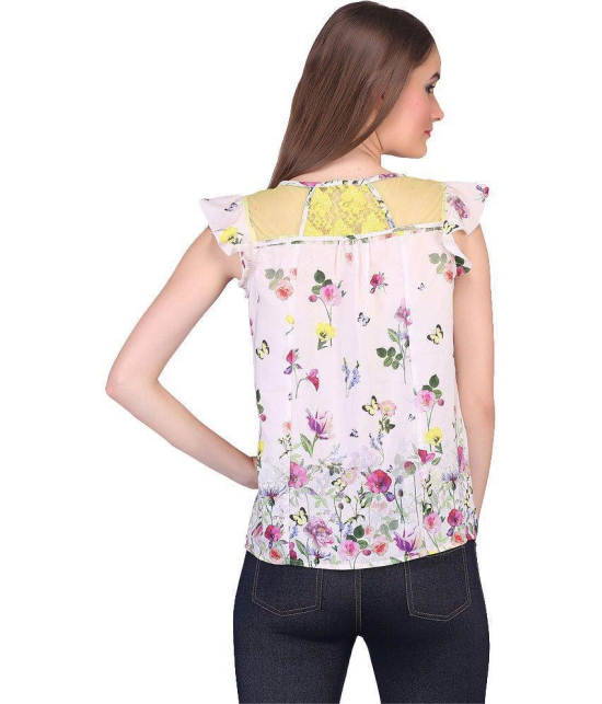 Rute White Poly Crepe Tops - S