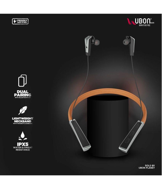 UBON CL-66 Bluetooth Bluetooth Neckband On Ear 70 Hours Playback Active Noise cancellation IPX4(Splash & Sweat Proof) Brown