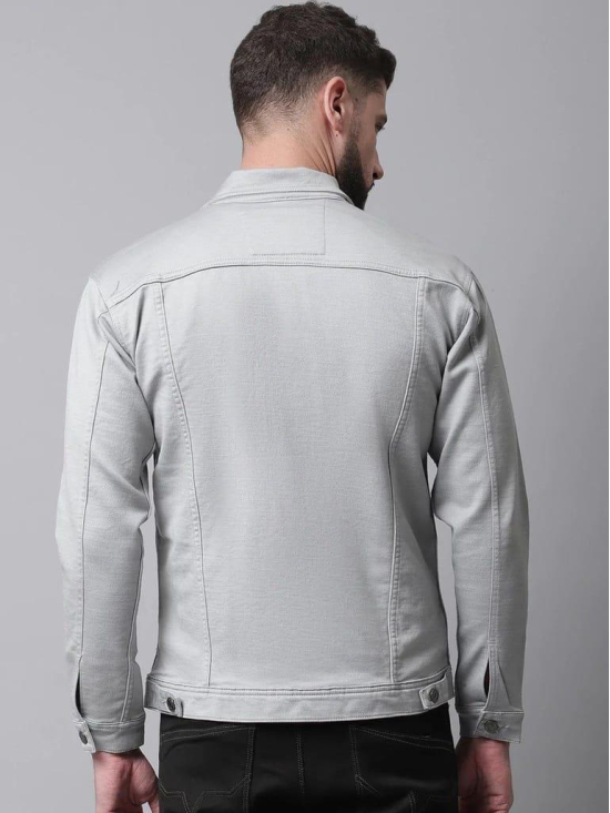 Rodamo Men Grey Denim Cotton Jacket with Patchwork