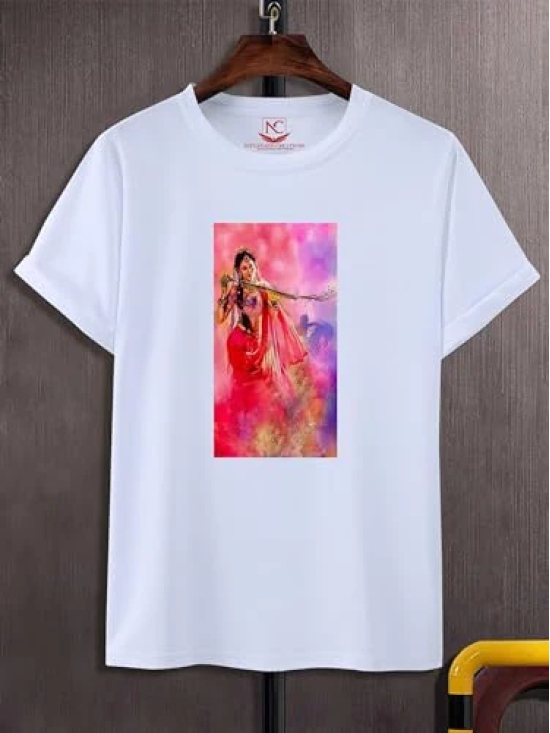 NITYANAND CREATIONS Round Neck White Holi T-Shirt for MEN-HOLI-T-SHIRT-11550-L