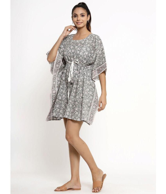 KIPEK - Grey Cotton Women's Nightwear Kaftan ( Pack of 1 ) - None