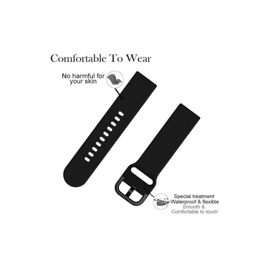 20 MM Smart Watch Band WS101 compatible with DIZO Watch 2/ColorFit Brio/Qube 20 mm Silicone Watch Strap (Black)