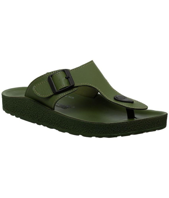 Aerowalk Green Men''s Leather Slipper - None