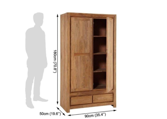 WOOD FURNITURE Sheesham Solid Wood Cubex Storage Wardrobe