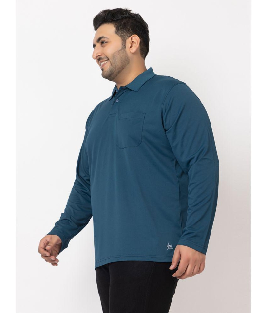 YHA Cotton Blend Regular Fit Solid Full Sleeves Mens Polo T Shirt - Teal Blue ( Pack of 1 ) - None