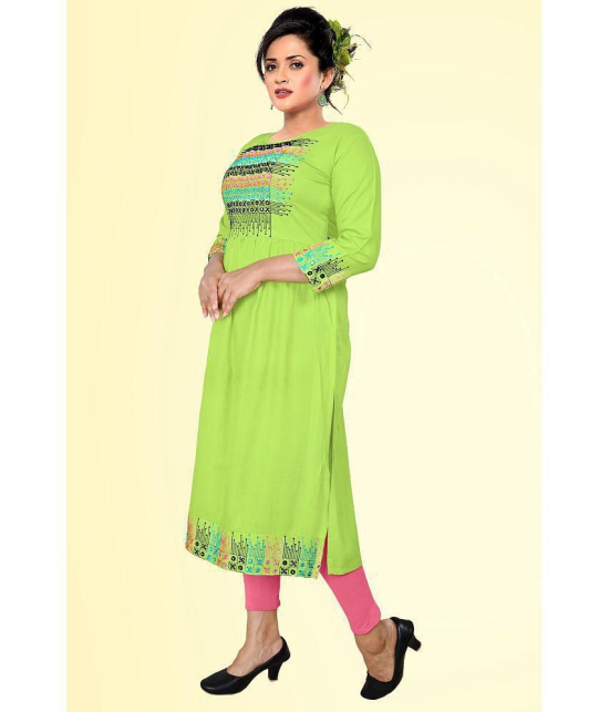 haya fashion - Lime Green Rayon Women's Straight Kurti ( Pack of 1 ) - None